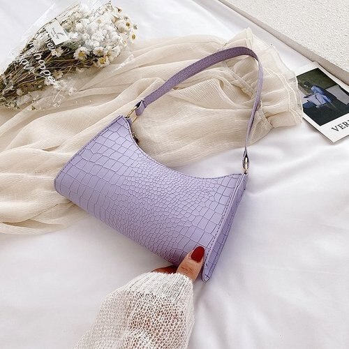 Women Solid Color PU Leather Handbags Totes Lady Daily Shopping Shoulder Bags for Women Youth Ladies Simple Versatile Bag: Light purple