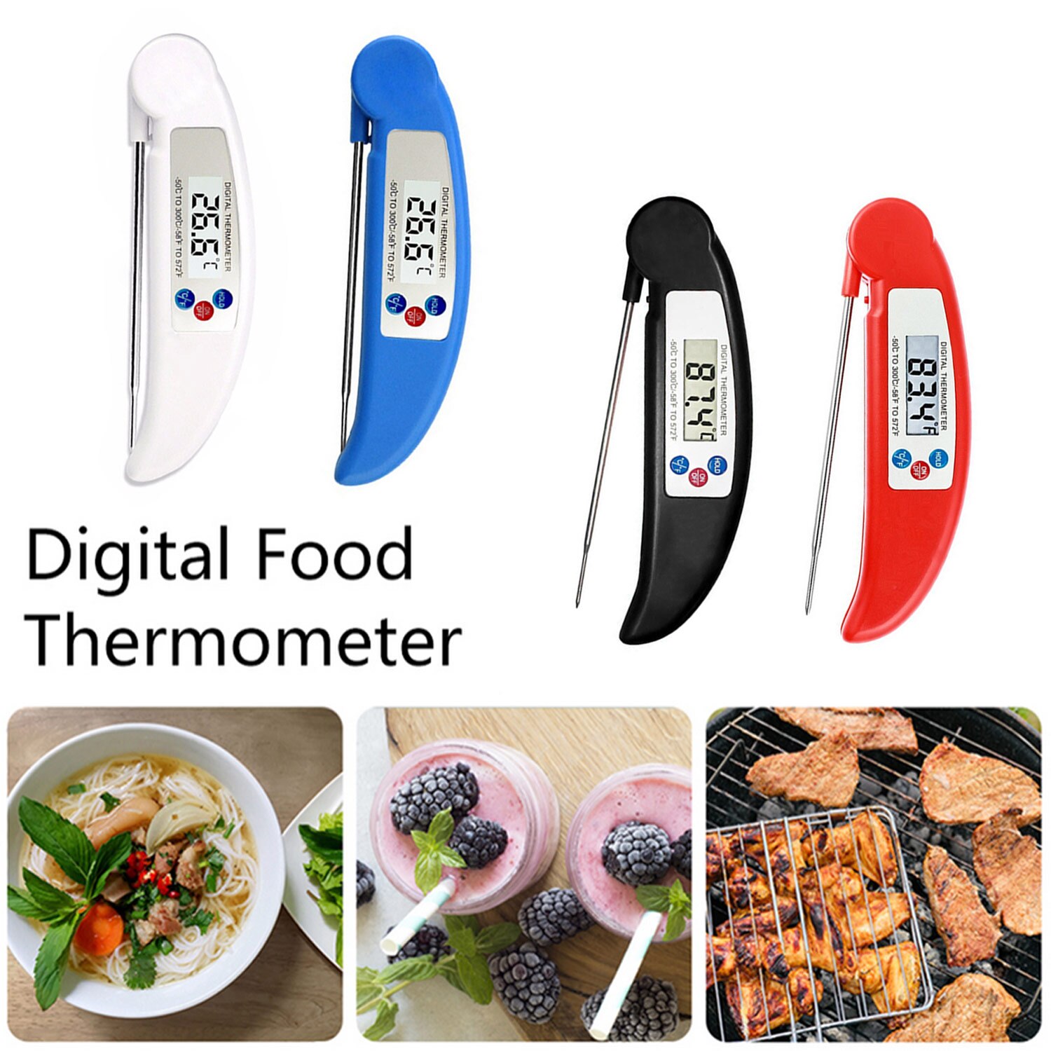 Draagbare Instant Lezen Digitale Voedsel Vlees Grill Bbq Eten Koken Thermometer Met Opvouwbare Probe Voor Thuis Kitchen Tools