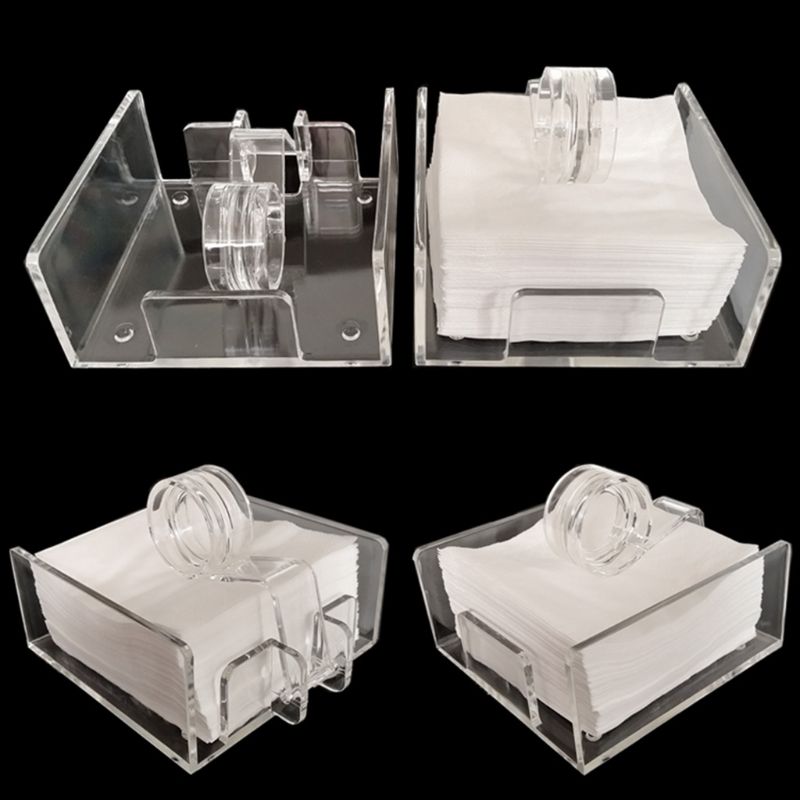 Square Clear Acrylic Cocktail Napkin Holder Paper Serviette Dispenser Tissue Box Bar Caddy for Dining Table Hotel Home Decor