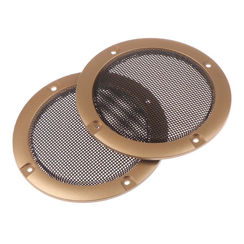 2PCS 3INCH Speaker Net Cover High-grade Gold Silver Mesh Enclosure Plastic Frame Protective Grille Circle Speaker Accessories: Gold