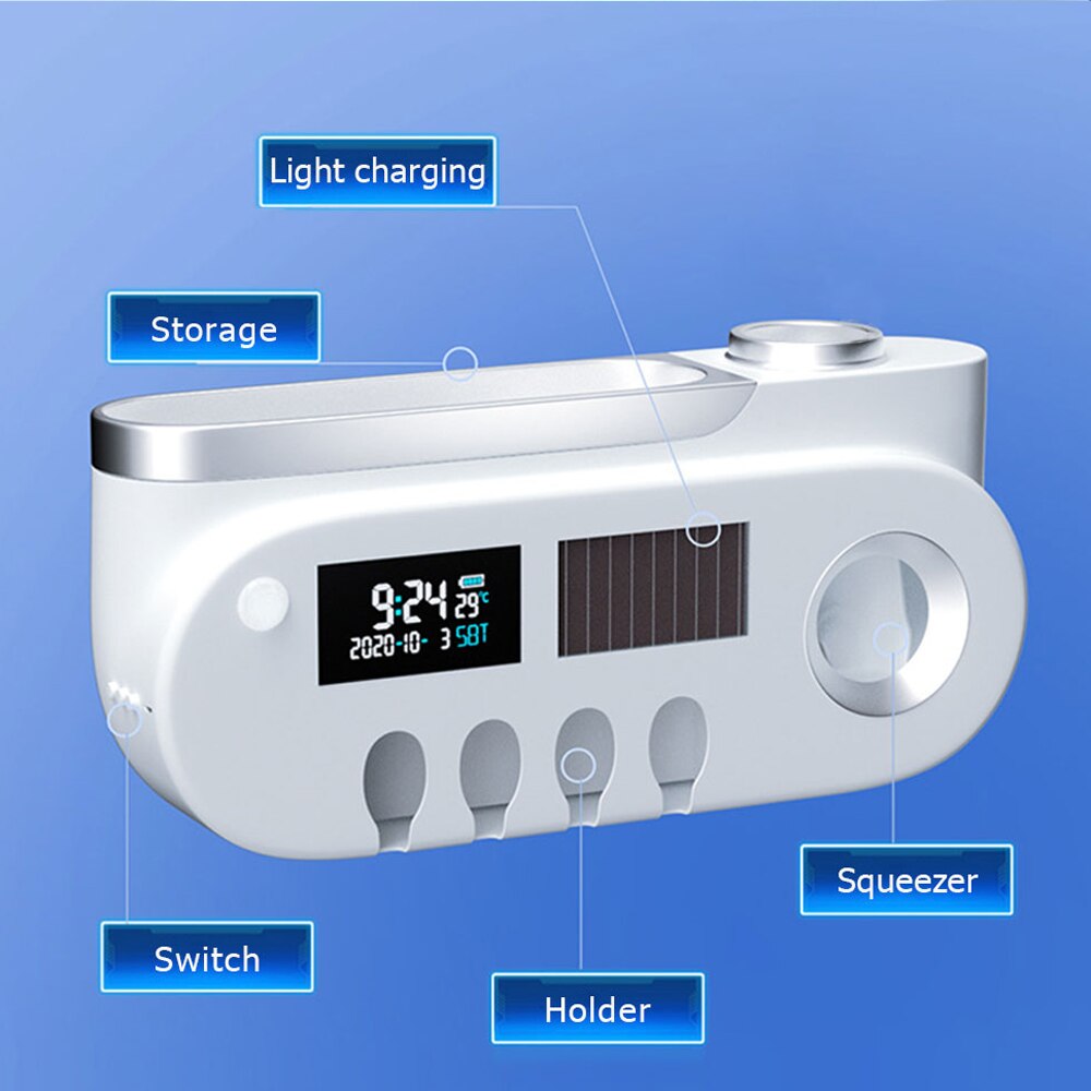 UV Toothbrush Holder Automatic Toothpaste Dispenser Toothbrush Sterilizer Toothpaste Squeezer Toothbrush Sanitizer USB Charge
