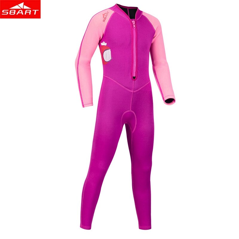 Sbart 2Mm Een Stukken Kinderen Warm Neopreen Wetsuits Kinderen Swimwears Duikpakken Lange Mouwen Jongens Meisjes Surfen Rash guards: Rose / M