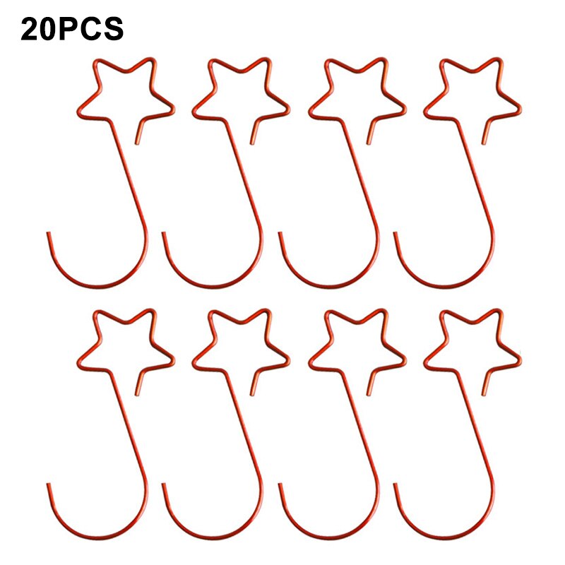 20pcs Christmas Star Hook Hanging Ornament Xmas Tree Garland Socks Holder Reusable Party Decoration Years Mall JA55: Red