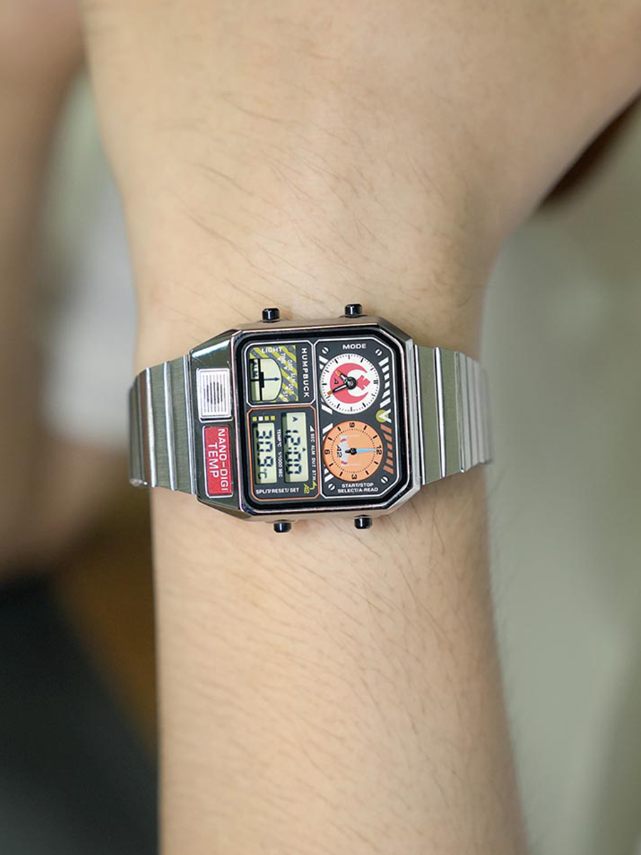 HUMPBUCK Relojes digitales para hombres Temas clásicas Reloj de pulsera multifuncional con cronómetro de temperatura Tiempo dual y calendario