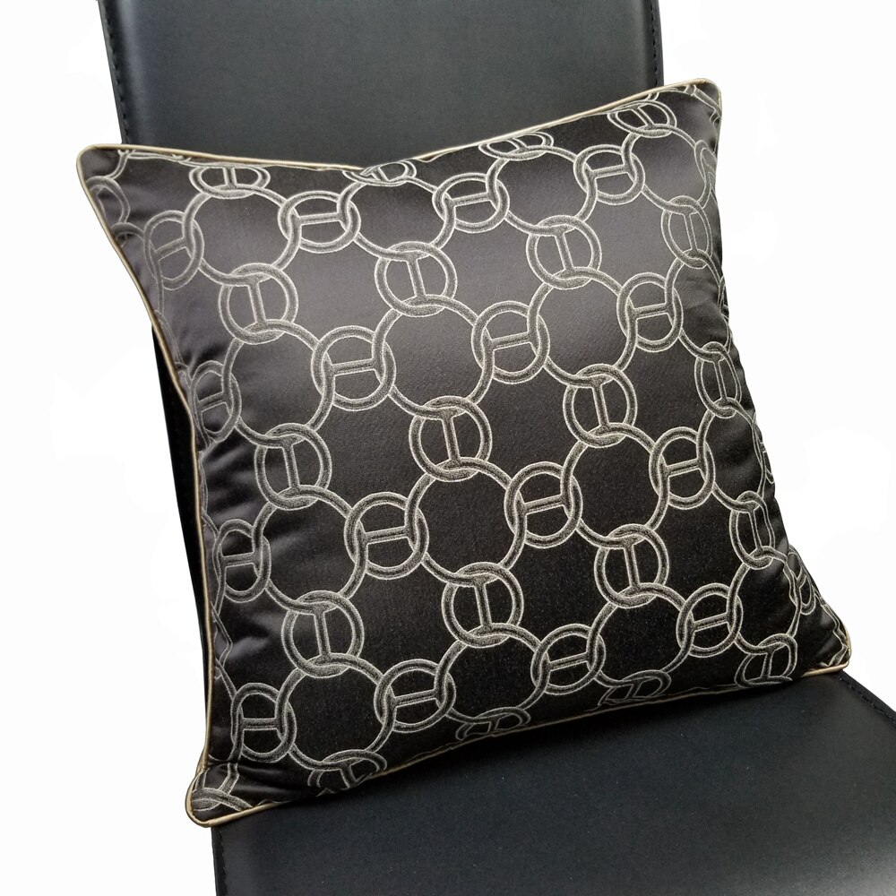 Moderne mørkebrun cirkel geometri vævet pudebetræk dekorativ hjem sofa stol skinnende pudebetræk 45 x 45cm 1pc/ parti