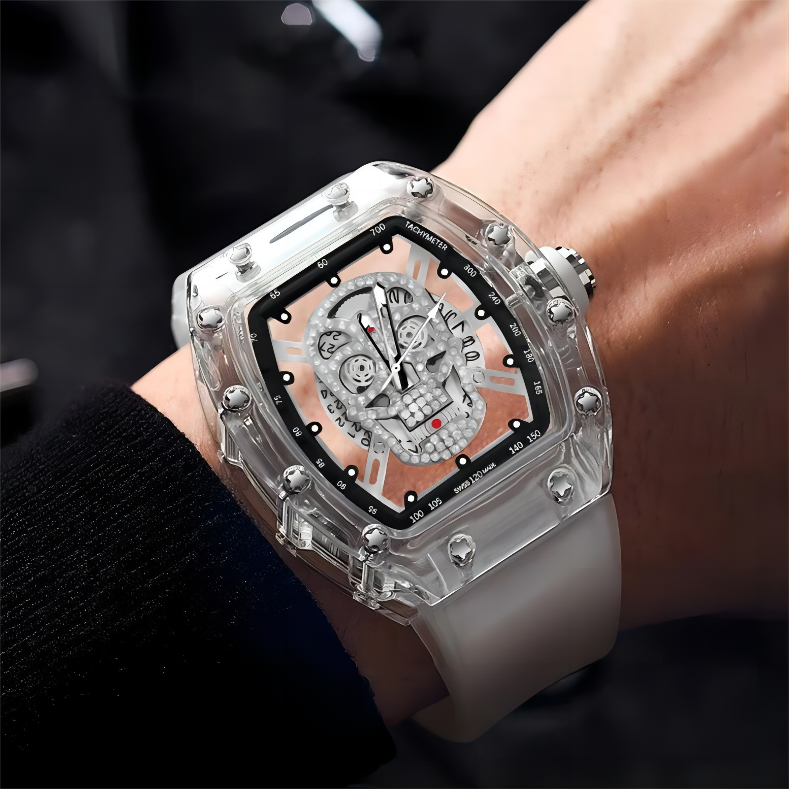 Reloj de pulsera de cuarzo para hombre, tendencia masculina, reloj automático resistente al agua para hombre, relojes de lujo transparentes luminosos