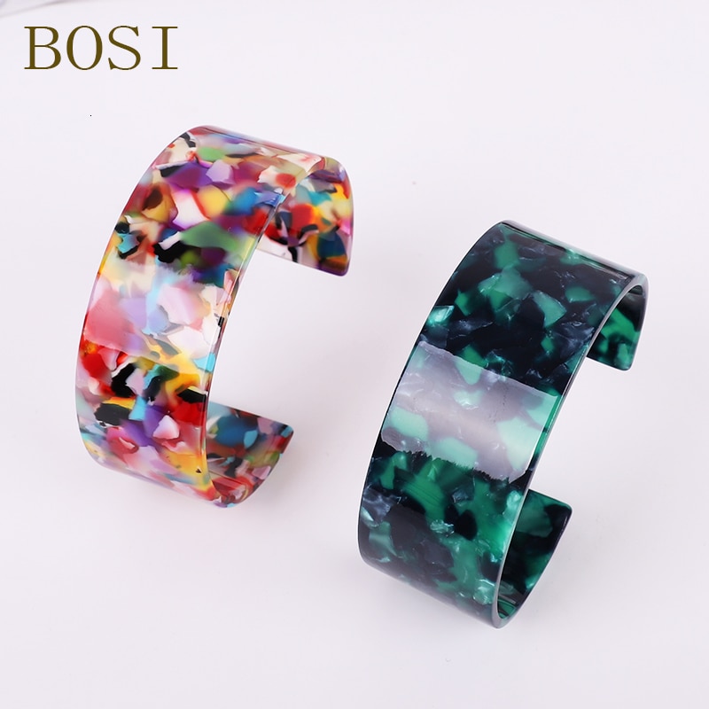 Bohemian Leopard Acitic Säure Acryl Harz Armbänder Bunte Armreif Für Frauen Harz Manschette Armband femme Einfache Elegante Schmuck