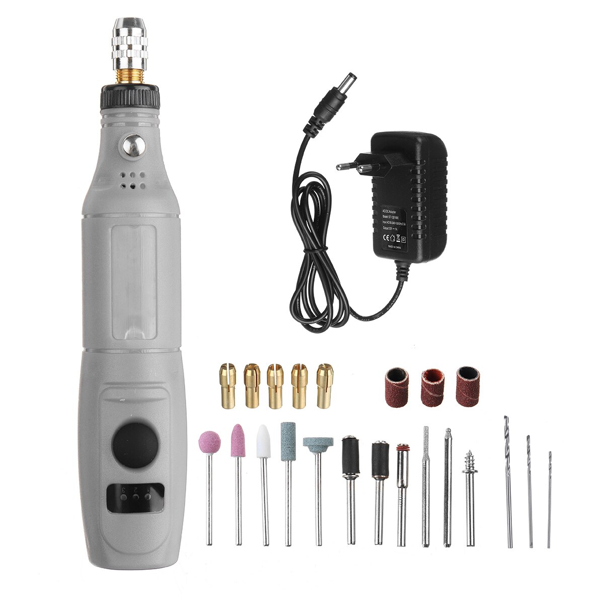 Mini Drill Electric Carving Pen 3 Variable Speed With Lighting Drill Rotary Tools Kits Engraver Pen For Grinding Polishing: US Gray