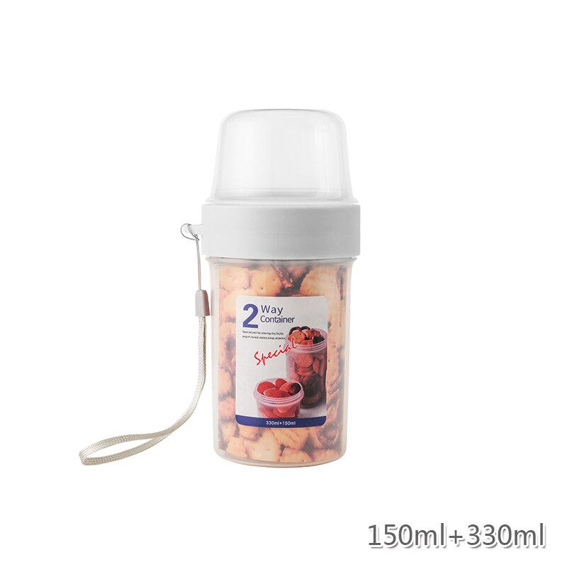 Botella de almacenamiento sellada de doble capa, contenedor de alimentos frescos de grado alimenticio, taza a prueba de fugas para desayuno, fruta, leche, Yogurt: 150and330ml