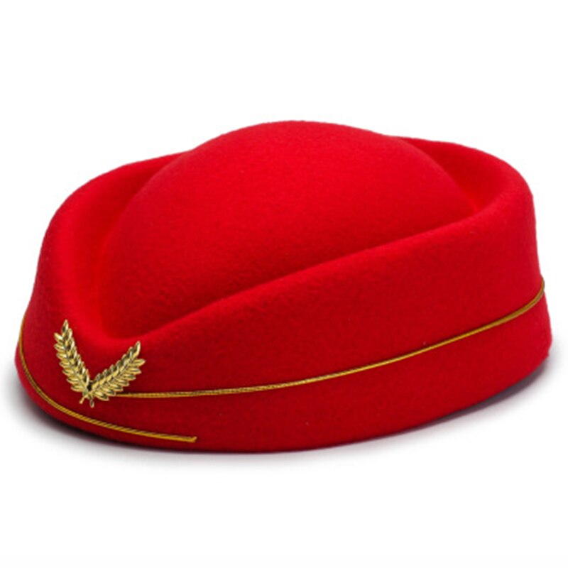 Stewardesse uld baret hat performance rekvisitter baretter til kvinder kasket til vinter alle matchede: Rød
