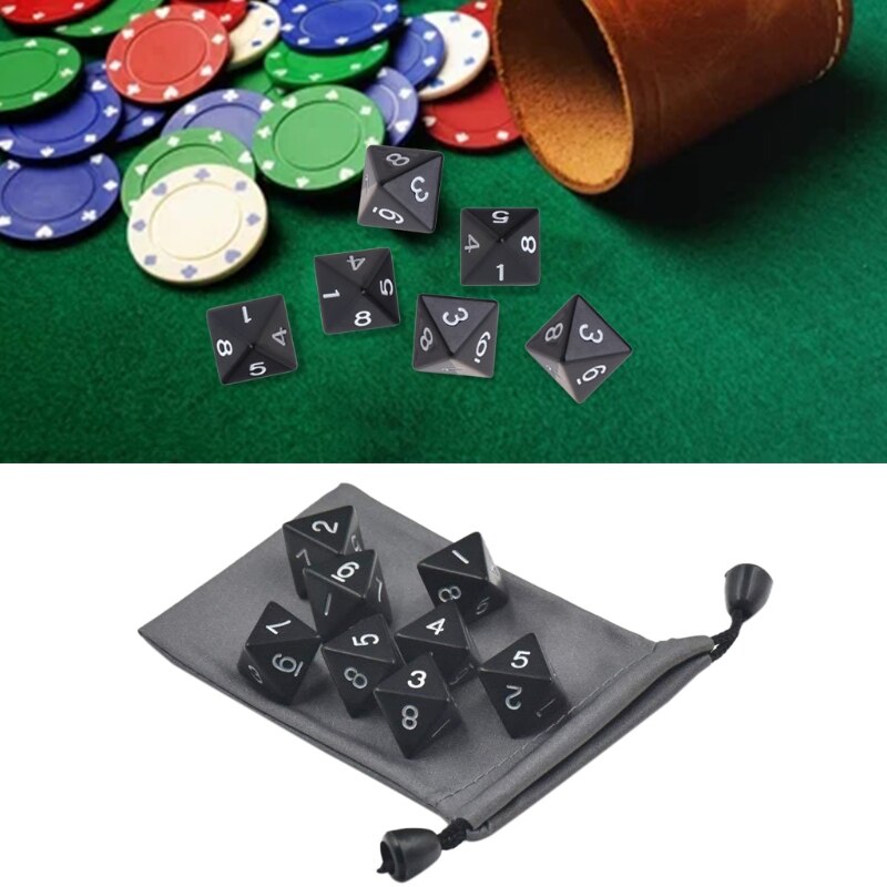 Dés numériques polyédriques en acrylique, 8 pièces/ensemble, différentes tailles, jouets éducatifs pour enfants, bricolage, jeux de société, accessoires