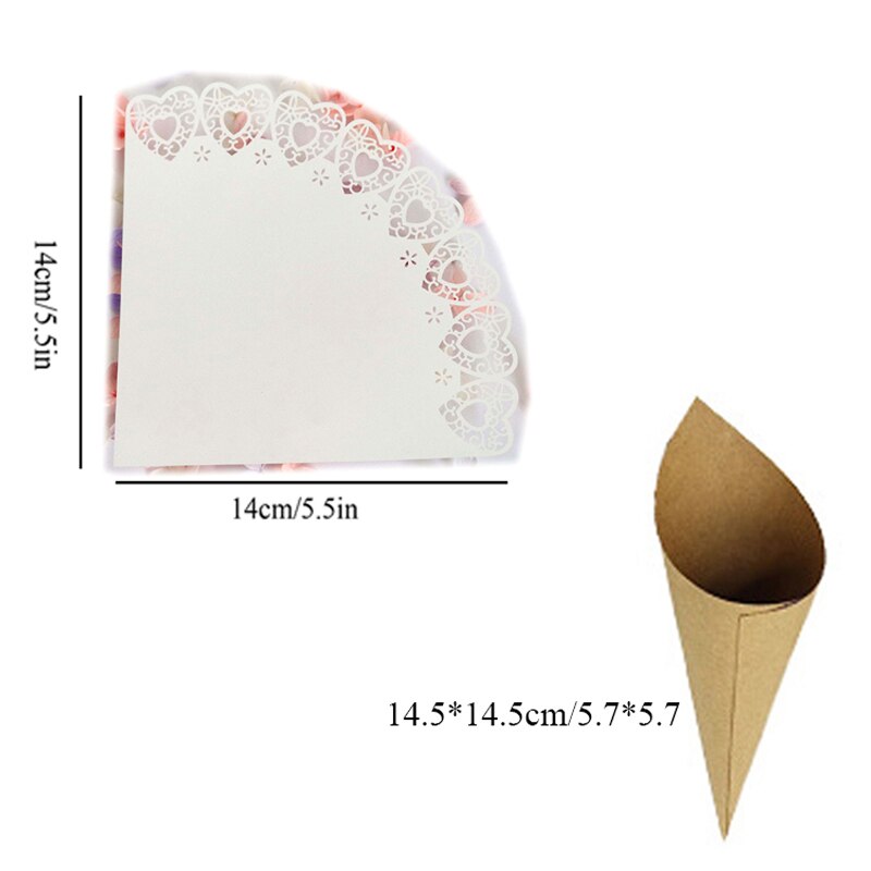 20Pcs Custom Wedding Confetti Kraftpapier Bloemblaadjes Snoep Geplaatst Natuurlijke Confetti Kegels Voor Bruiloft Verjaardag Decoratie