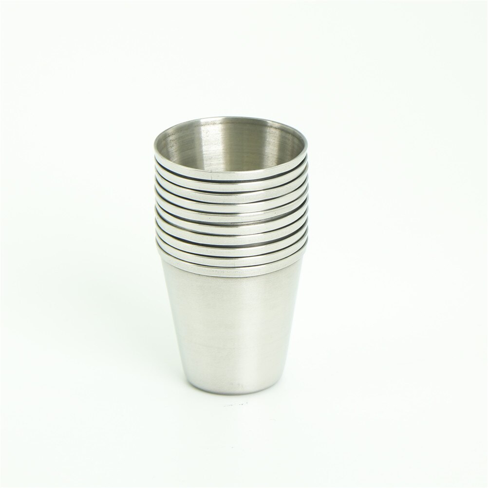 10pcs/set Mini 30ml Polished Silver Stainless Steel Wine Drinking Shot Glass Barware Cup