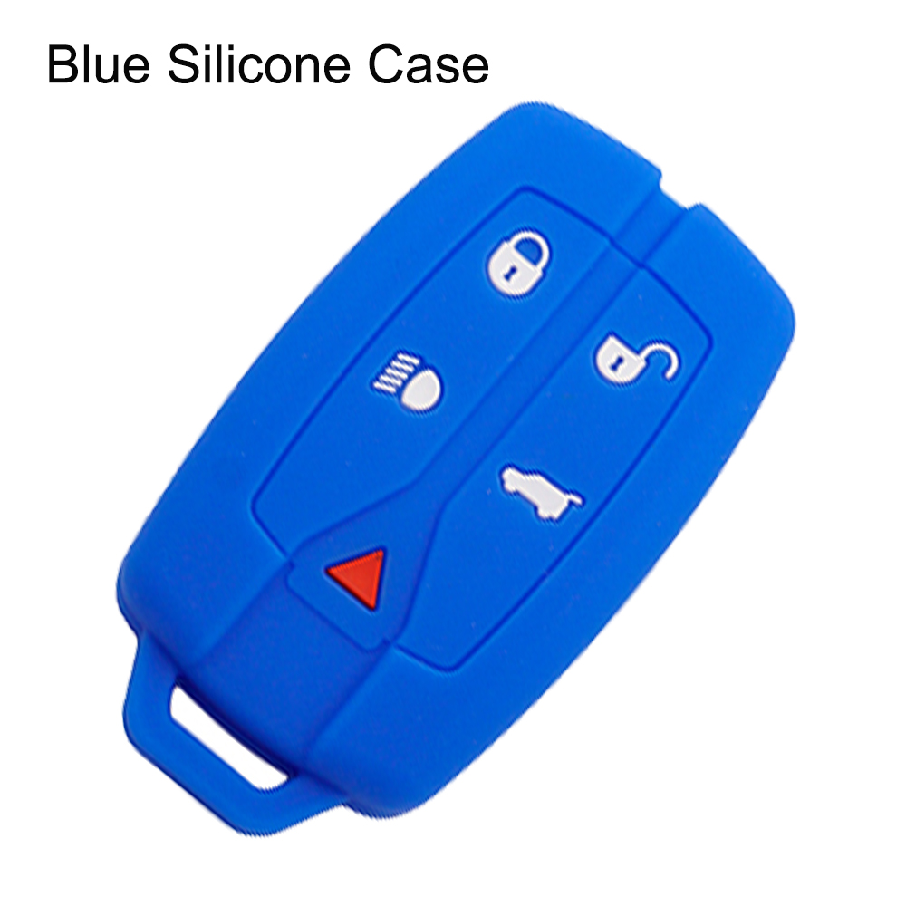 OkeyTech for Land Rover Freelander 2 Discovery Remote Smart Car Key Fob Replacement Key Case Shell 5 Button Uncut Blade No Logo: Blue Sillicon Case
