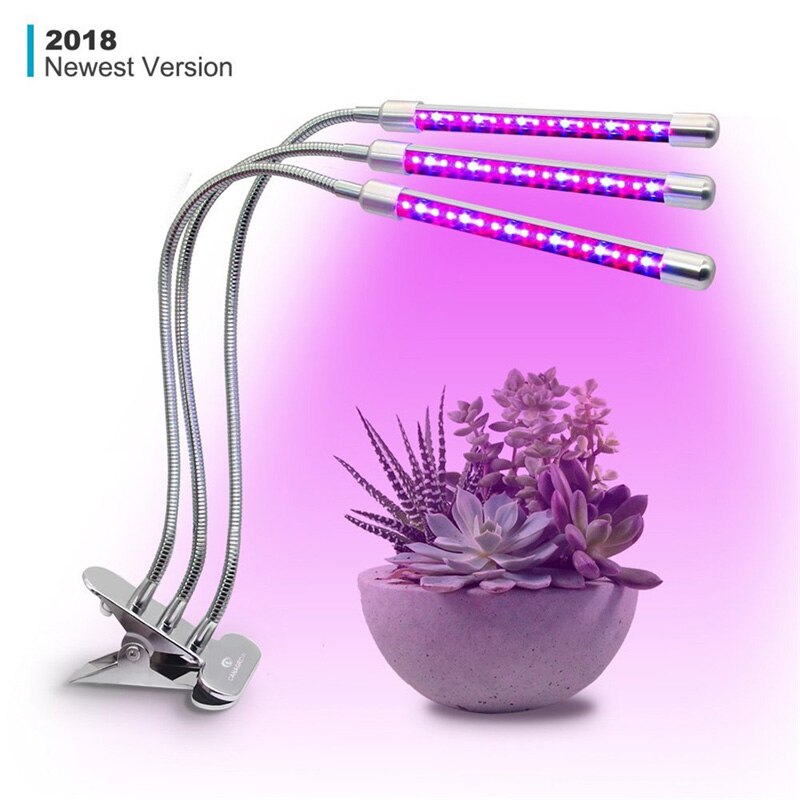 Dual 3 head led grow lamp 5w 10w 54w desk clip led plant grow light med 360 fleksible svanehals til indendørs hjemmekontor plante: 27w