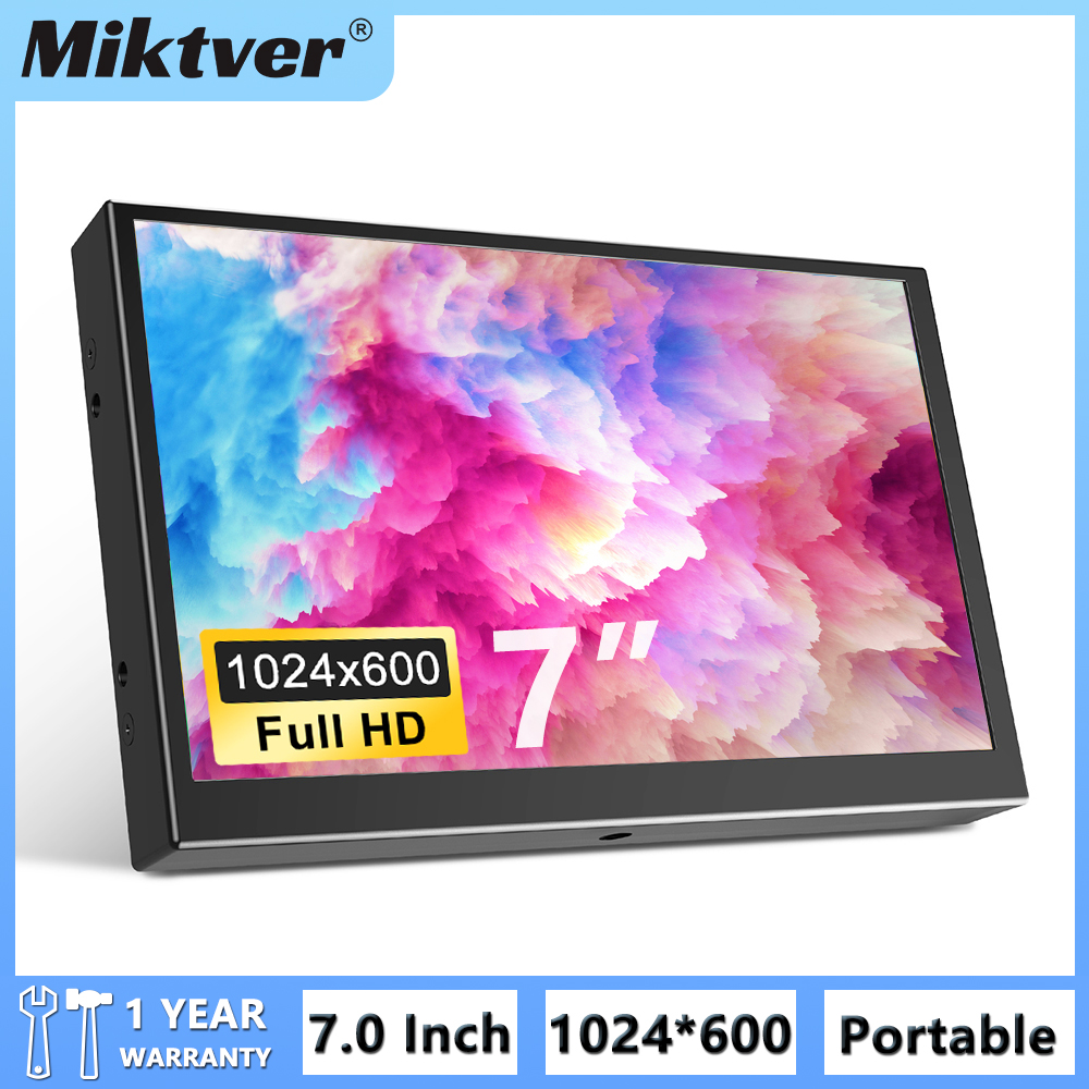 Miktver S701H custodia in metallo 7 pollici Mini TFT VGA schermo HD 1024x600 vista posteriore per auto Monitor HDMI ingresso Video AV 5V/2A alimentazione USB