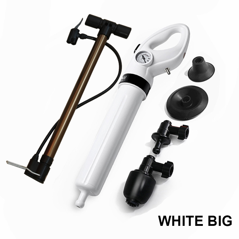 Sewer Dredge Clogged Remover Pipe Toilet Plungers Drain Blaster High Pressure Cleaner Manual Air Drain Pneumatic Dredge Tools: style 1 White Big