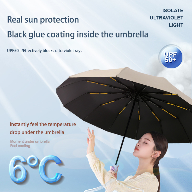 Xiaomi Mijia 24 Bone Solid Color Automatic Collapsible Umbrella Outdoor Large Format Sunshade UV Protection Automatic Umbrella