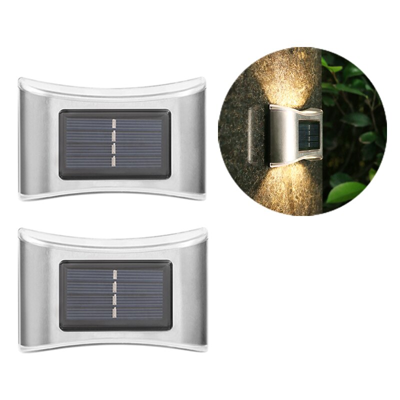 Solar Outdoor Wall Light Up and Down Outdoor Waterproof for Balcony Patio Courtyard Fence Lamps Garden Decor Solar LED Wall Lamp: 2pc warm white