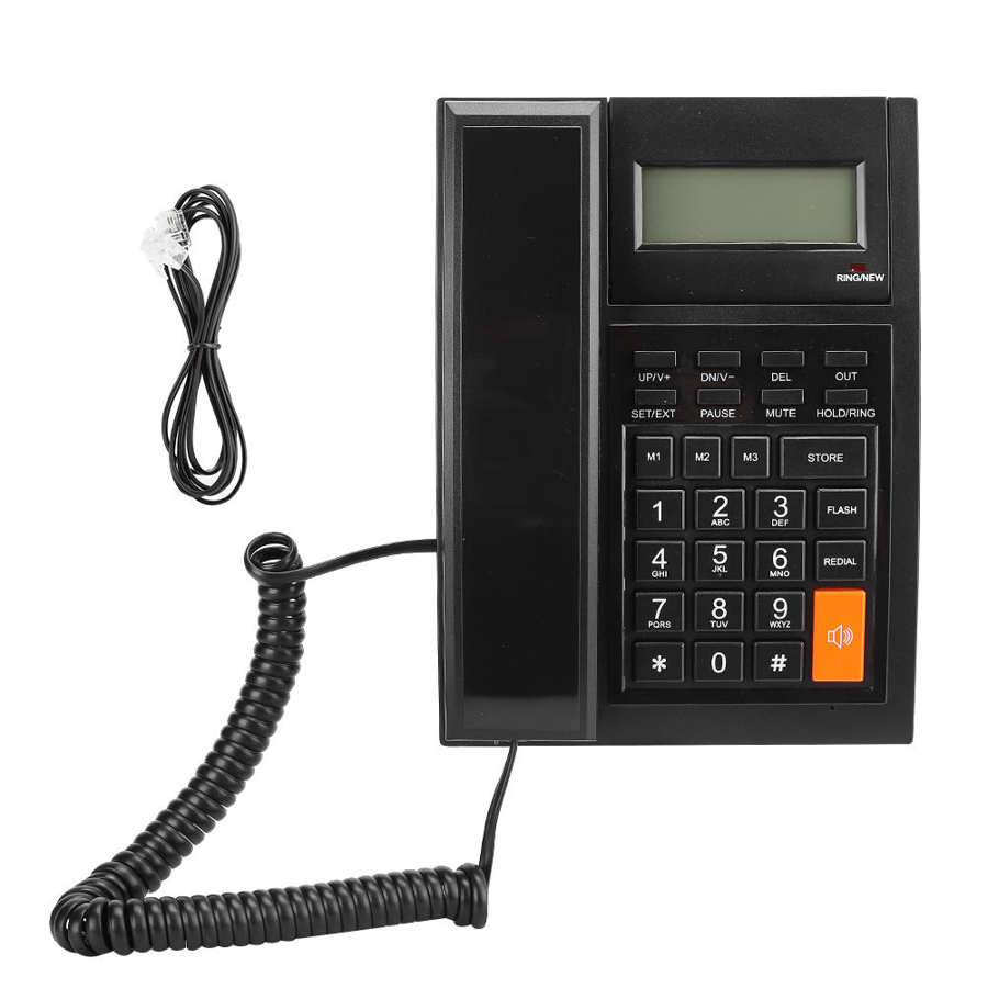 Home Landline Phone Desktop Corded Fixed Telephone Hands Free Call Blue Light LCD Display for Family Business Office Hotel