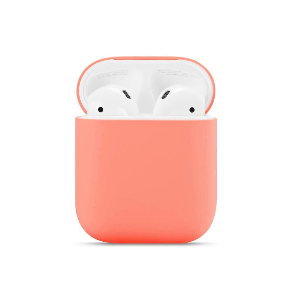 Dla Airpods 1/2 miękkie silikonowe słuchawki pokrywa Air Pods Case Earpods akcesoria zestaw słuchawkowy rękaw ochronny Apple Airpods 2 Case: apricot peach