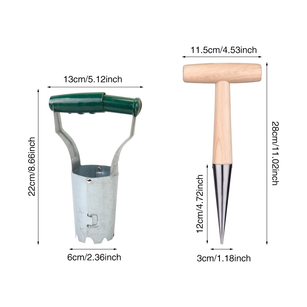 2pcs Digging Portable Garden Tool Handheld Vegetable Flower Planting Transplanter Set Succulents Device Bonsai With Hole Puncher