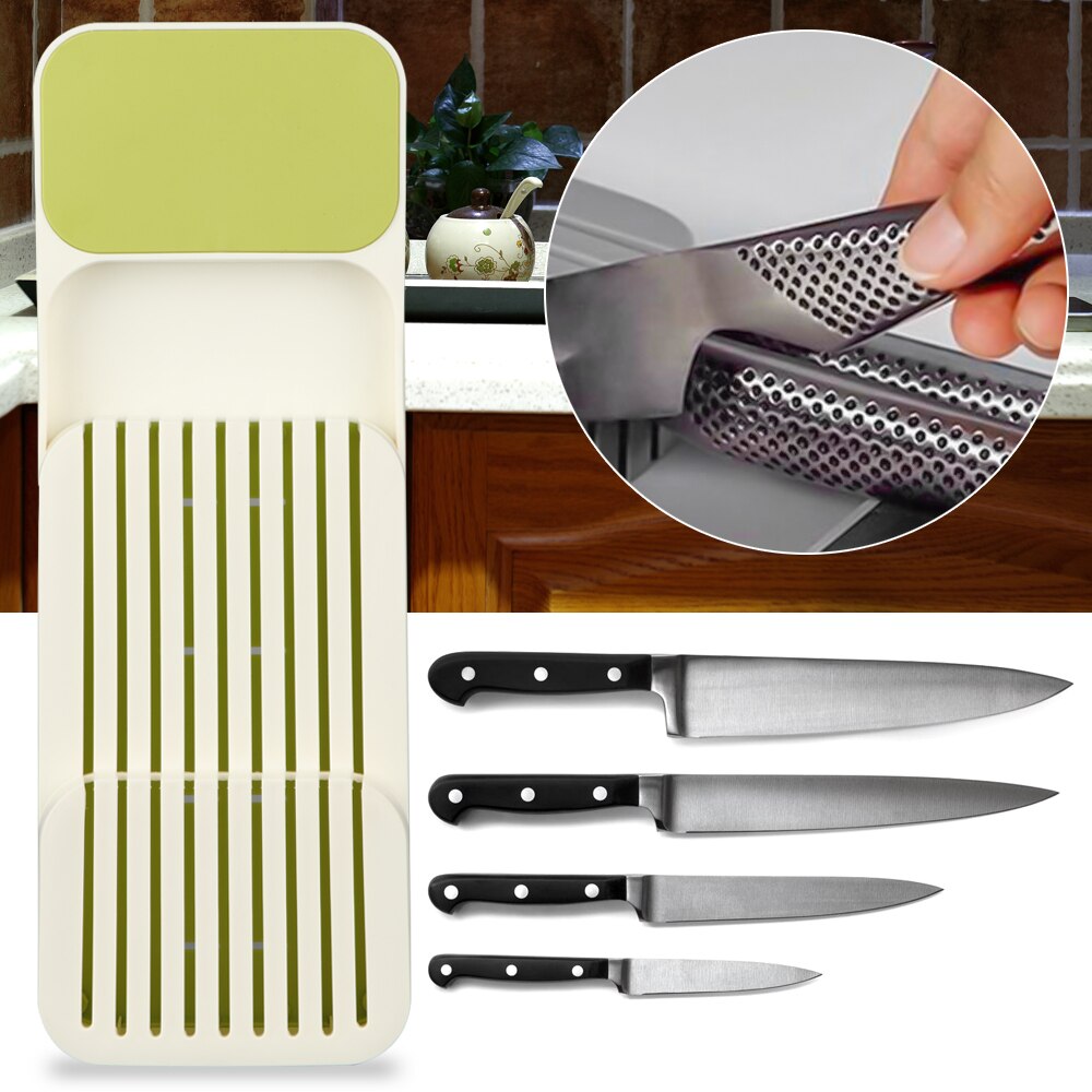 Plastic Knife Block Holder Drawer Knives Forks Spoons Storage Rack Knife Stand Cabinet Tray Kitchen Cultery Organizer Kitchen St