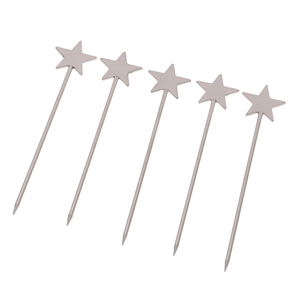 5PCS Steel Fruit Drink Sticks Cocktail Picks for Bar Tools Picks