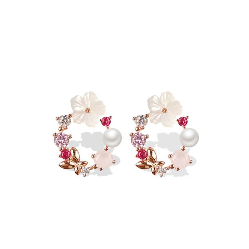 Y2k-pendientes de aro de lujo para mujer, aretes de mariposa y perlas de cristal rosa, novedad de verano, coreana, de joyería