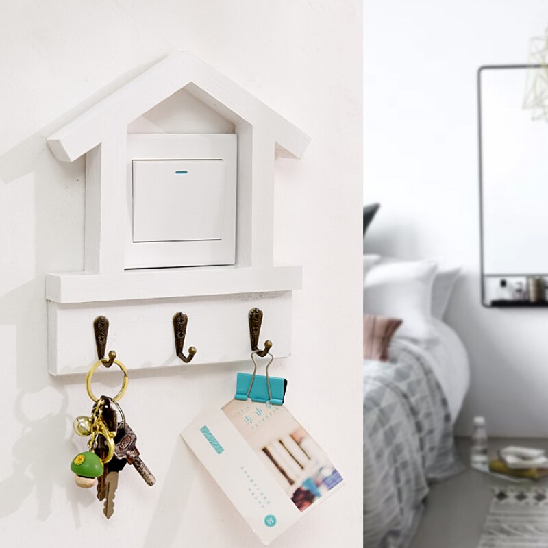 Small House Solid Wood Switch Sticker Protective Case Log Belt Hook Retro Home Decoration Wall Socket Light Switch Sticker