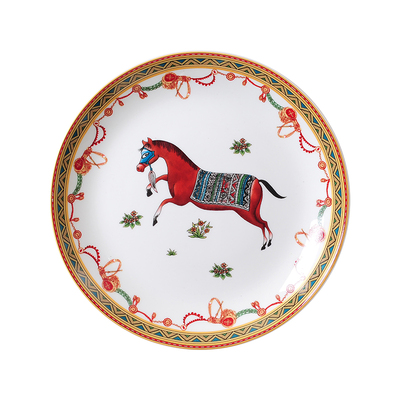 Modernos platos decorativos de cerámica con de caballo, decoraciones de pared para sala, sofá, TV, colgantes de fondo para pared, decoración del hogar: D