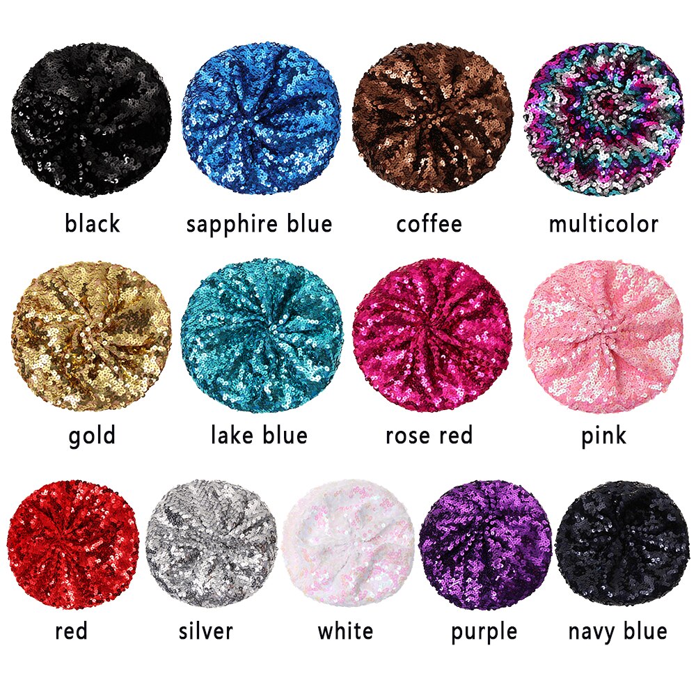 Kvinder pailletter hat skinnende kostume jazz glitter dans baret rund kasket dame tilbehør hue baret hat britisk stil