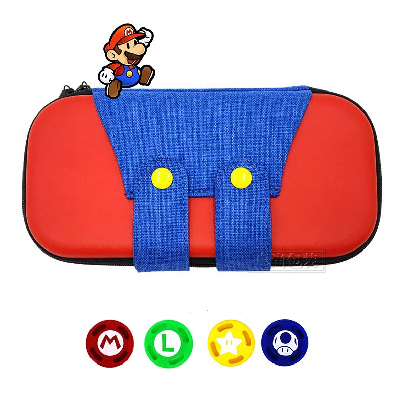 Mini Nintend Switch Lite accesorios bolsa de viaje bolso NS funda y palillos de pulgar empuñaduras tapa para NS para Switch Lite película de cristal: mario3