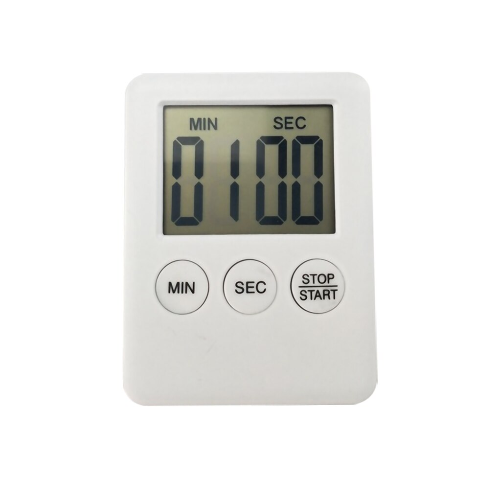 Digital Cooking Timer LCD Display Baking Countdown Alarm Button Operation Kitchen Timer Built-in Battery Kitchen Timer Alarmer: White