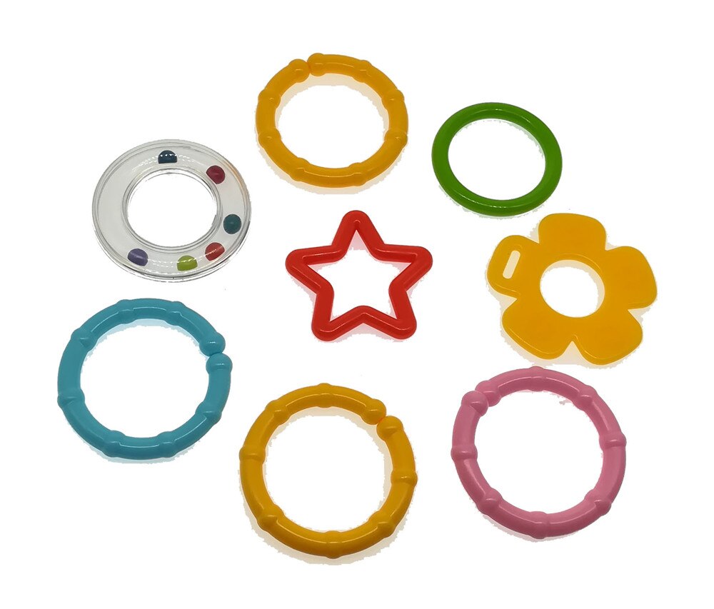 Anillo de dentición para bebé, mordedor masticable colorido, Donut redondo para niños, 63mm, Teeter de anillo de grado alimenticio, 8 Uds.