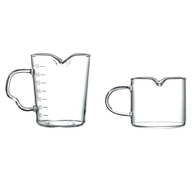 Set of 2 Glass Milk Jug Twin Spout Pouring Coffee Cream Sauce Jug Barista Craft Coffee Latte Milk Frothing Jug Pitcher: Default Title