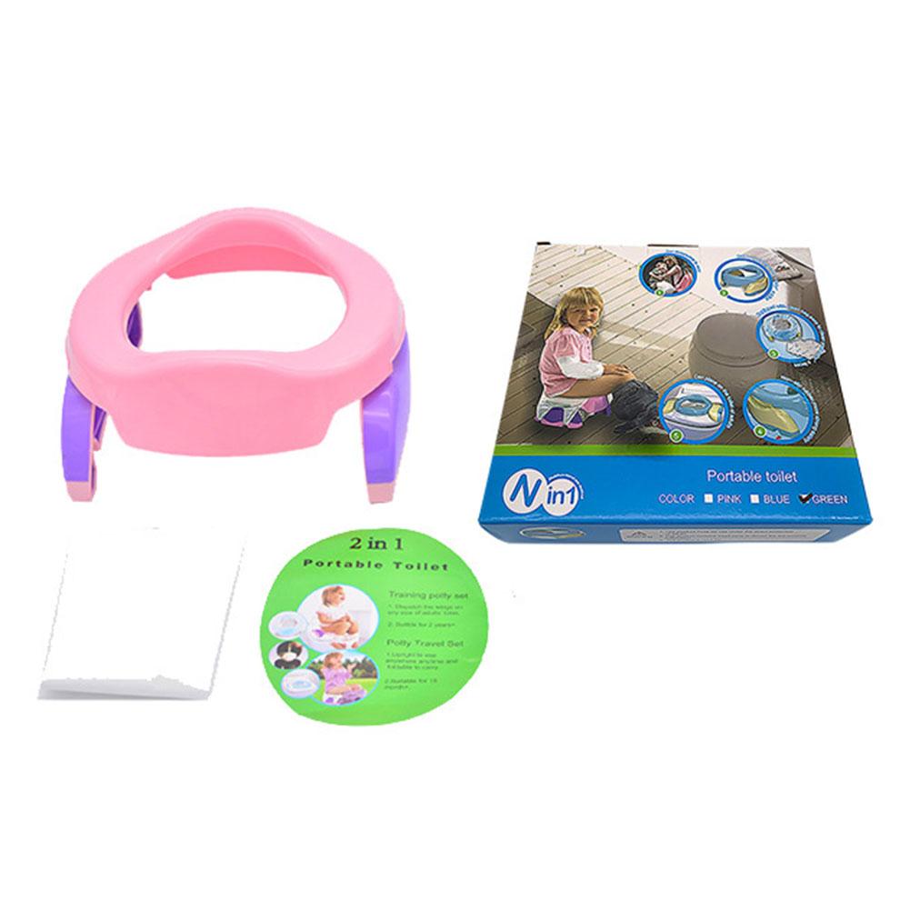 Barn potta toalettskål tränasits bärbar halkfri med liners set bekväm för barn kudde tränare resa n: Rosa