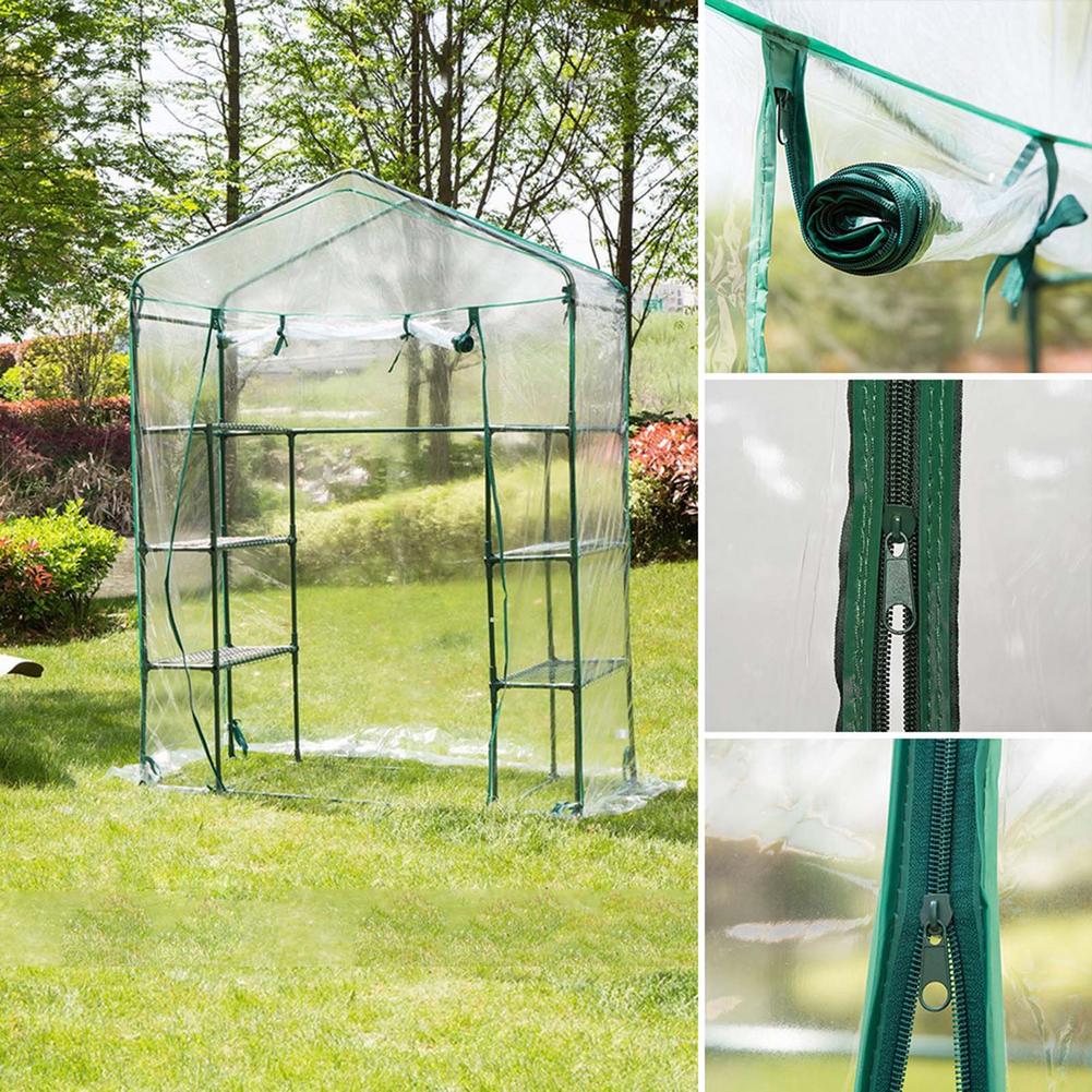 Transparent Greenhouse Cover Garden Cover Plant Grow Bags Greenhouse 3 Tier Growhouse Cover Plant Grow House 143x73x195cm