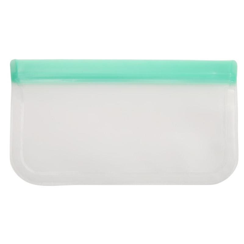 Reusable Silicone Food Storage Bags Leakproof PEVA Fruit Food Freezer Bag Fruit Meat Milk Organizer Ziplock Kitchen Supplies: Green 21.5x12cm