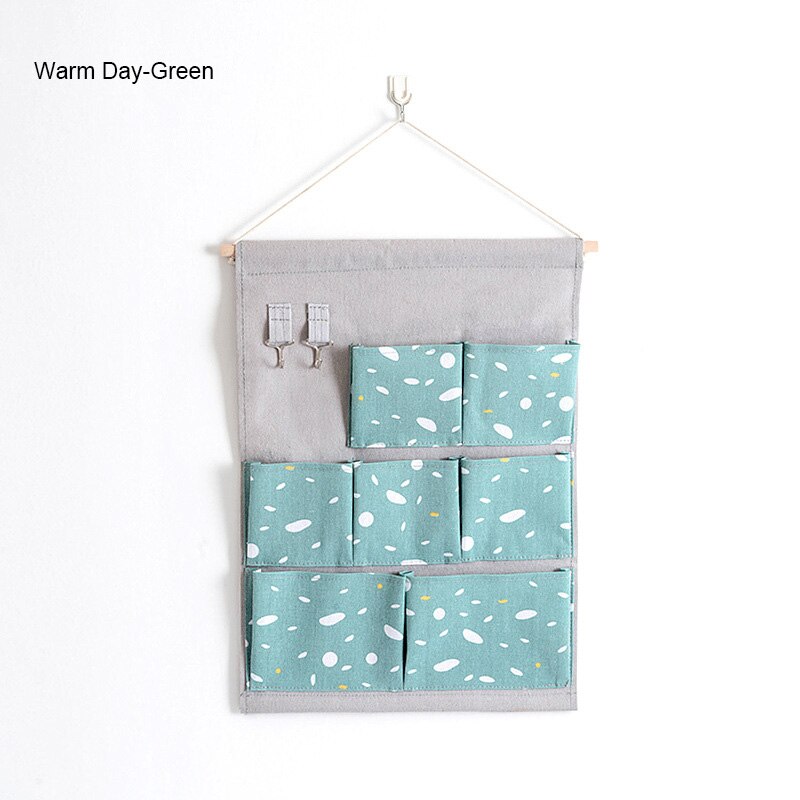 7 Pockets Over The Door Organizer Wall Closet Hanging Storage Bag Multilayer Linen Fabric Pouch Debris Organizer Bag Storage: 02