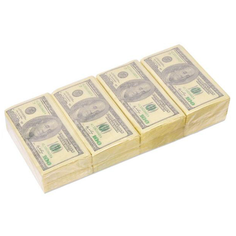 8 paket/los Neue Gedruckt Dollar Papier Handtuch Gewebe Tragbare Modische Gesichts Gewebe