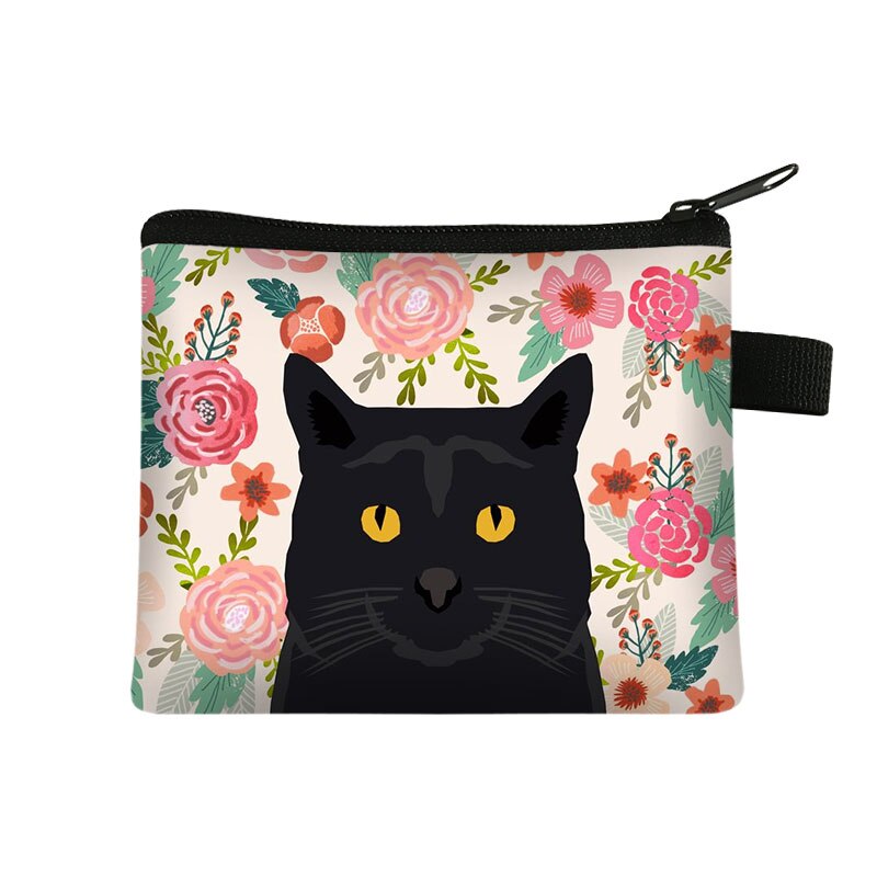 Einzigartige Katze Hund Mit Blume Malerei Münze Tasche Für Frauen Geldbörsen Mädchen Lippenstift Karte Tasche Mini Brieftaschen Für: lqbyhm01w