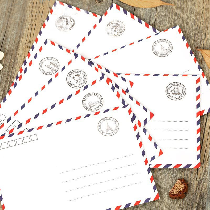 Air Mail Pattern MQStyle 1Pcs Airmail Envelopes White 8 Pattern Nov... – Grandado