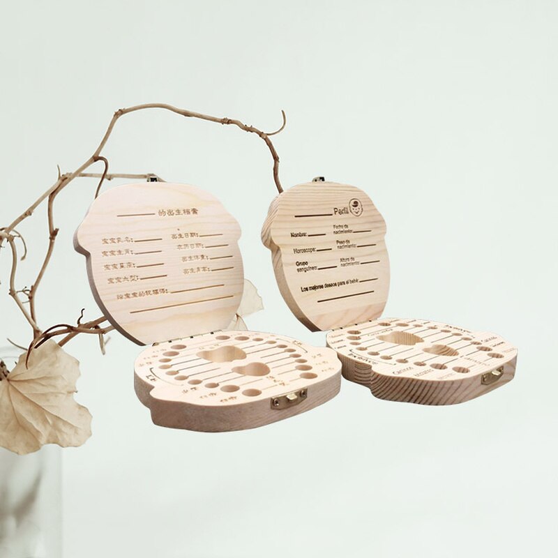 Houten Baby Jongen Baby Meisje Melktanden Opbergdoos Navelstreng Collectebus Creatieve Melk Tanden Baby Groei Gedenkteken Doos