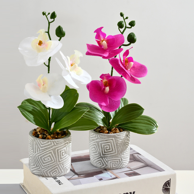 Orchidée papillon simulée, plante artificielle créative en pot, sans arrosage, Table à manger réutilisable, bonsaï décoratif pour la maison et le bureau