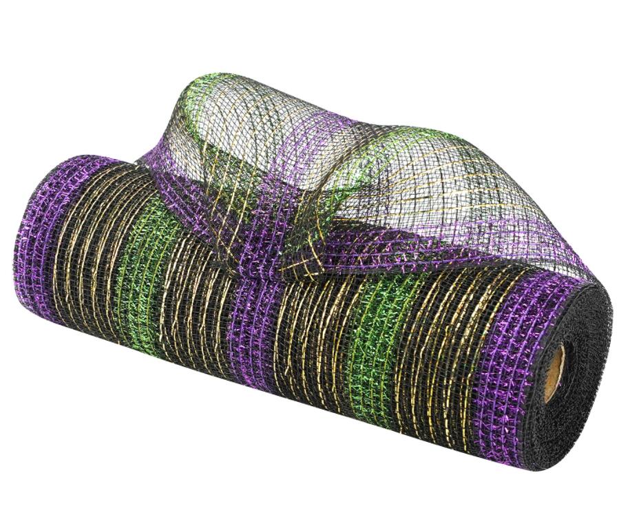 Multi Stripes Color Deco Poly Mesh Ribbon 10 Inch x 10 Yards for DIY Project Wreath Crafts Home Packing Wrapping: 05