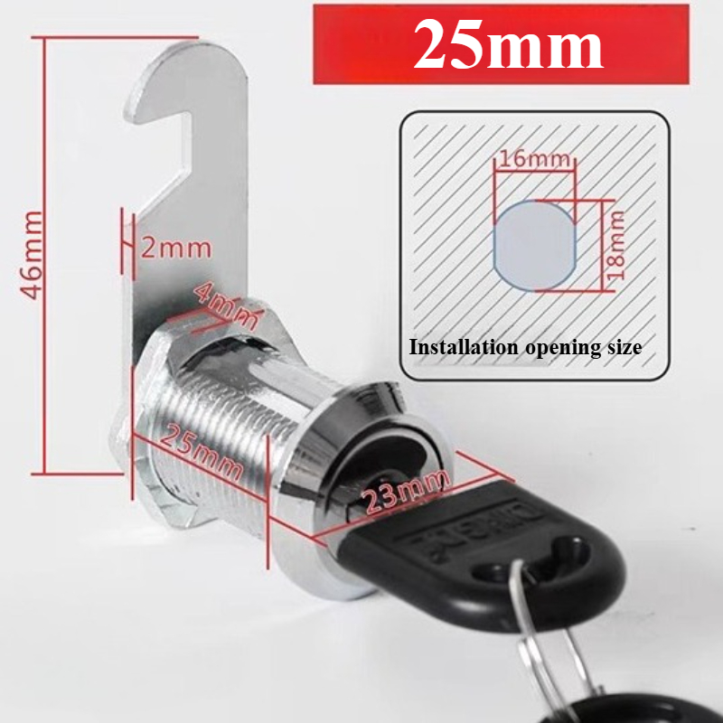 Cam Lock Security Lock 16-40mm Cabinet Cam Lock Door Barrel Drawer Filing Cabinet Post Mail Box Furniture Locker Cupboard 2 Key: Greyish Brown
