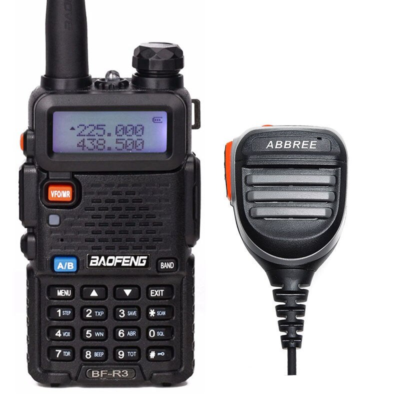 BaoFeng BF-R3 talkie-walkie Tri-bande 136-174 Mhz 220-260 Mhz/400-520 Mhz + 2 antennes Amatuer la Radio portative de jambon de uv-5r: add speaker