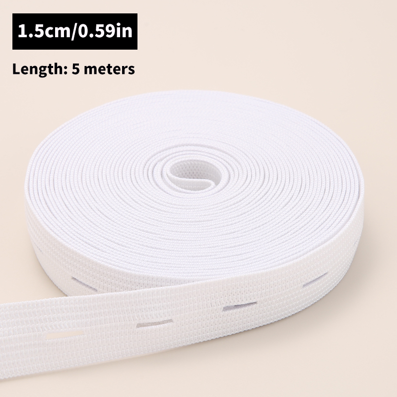 Cinturón elástico con agujero de botón de 5m, cinturón elástico con agujero de botón trenzado, cinturón elástico, accesorios de ropa de costura DIY