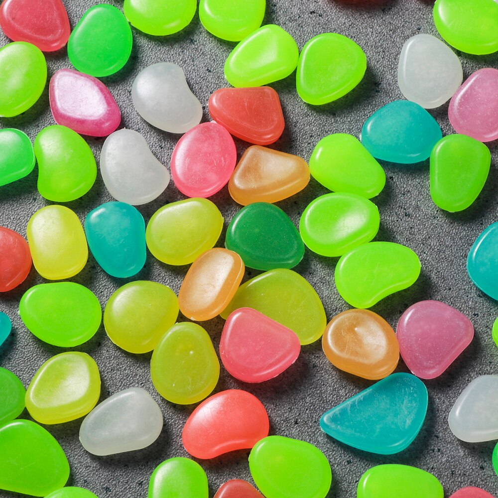 100 stuks lichtgevende keien, kiezelstenen, gloeiend in het donker voor aquarium, aquarium, grinddecoraties voor de tuin (blauw)